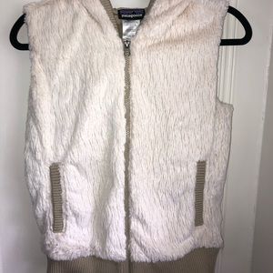 Patagonia faux fur hooded vest